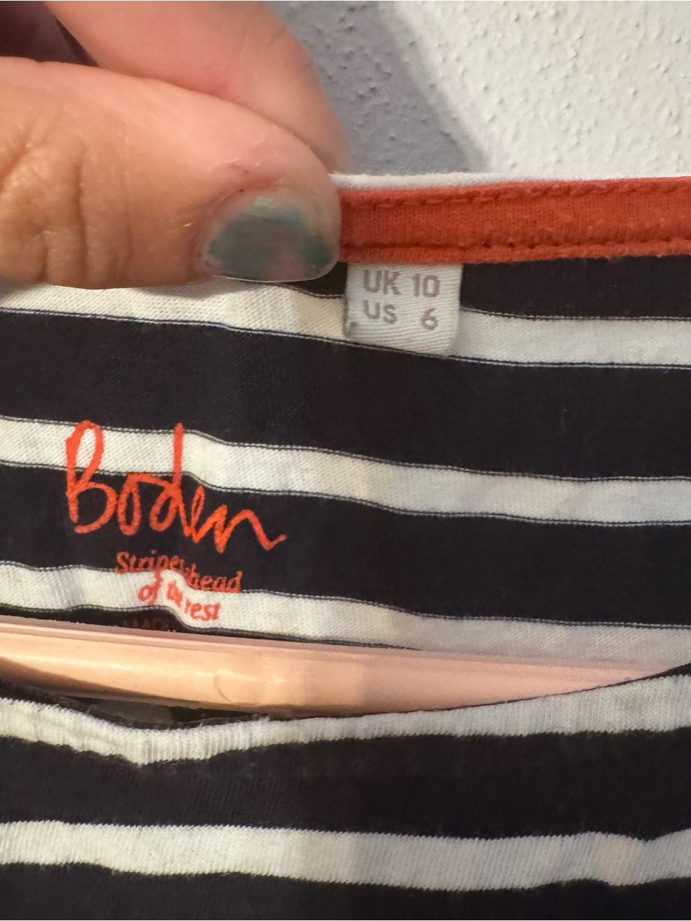 Boden Black and White Striped Short Sleeve Tee Cotton - Picture 4 of 7
